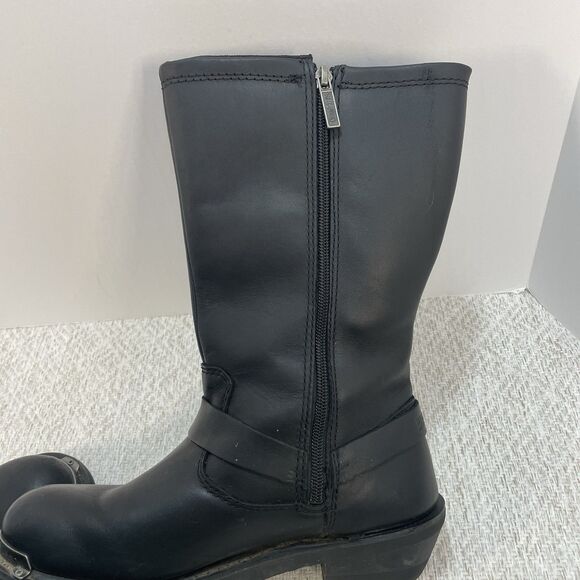 Harley Davidson Womens 8M Black Harness Leather Chunky Strap Studded Biker Boots - Picture 11 of 13